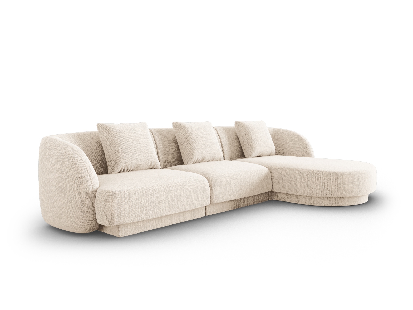 Cosmopolitan Design Ecksofa Tulum 4-Sitzer Chenille Eden Helles Beige Rechts
