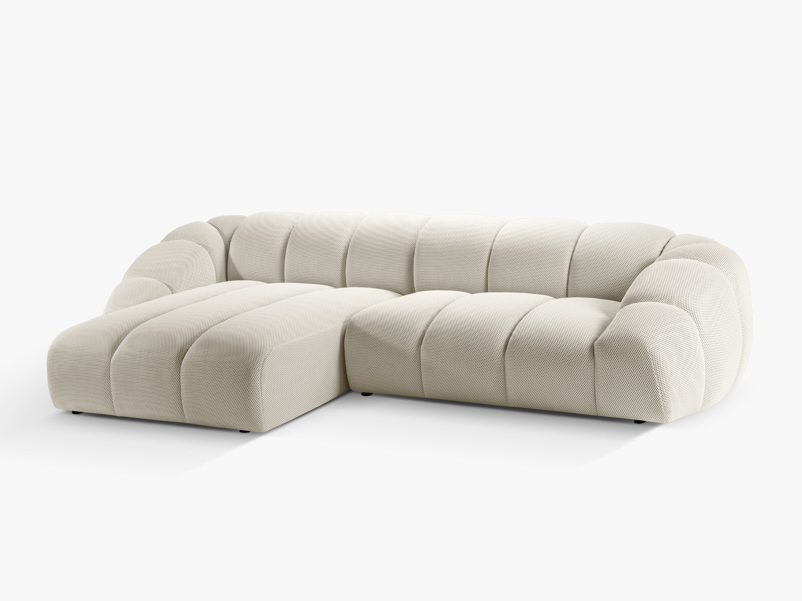 Micadoni Ecksofa Diana 4-Sitzer Links 3D-Stoff Helles Beige