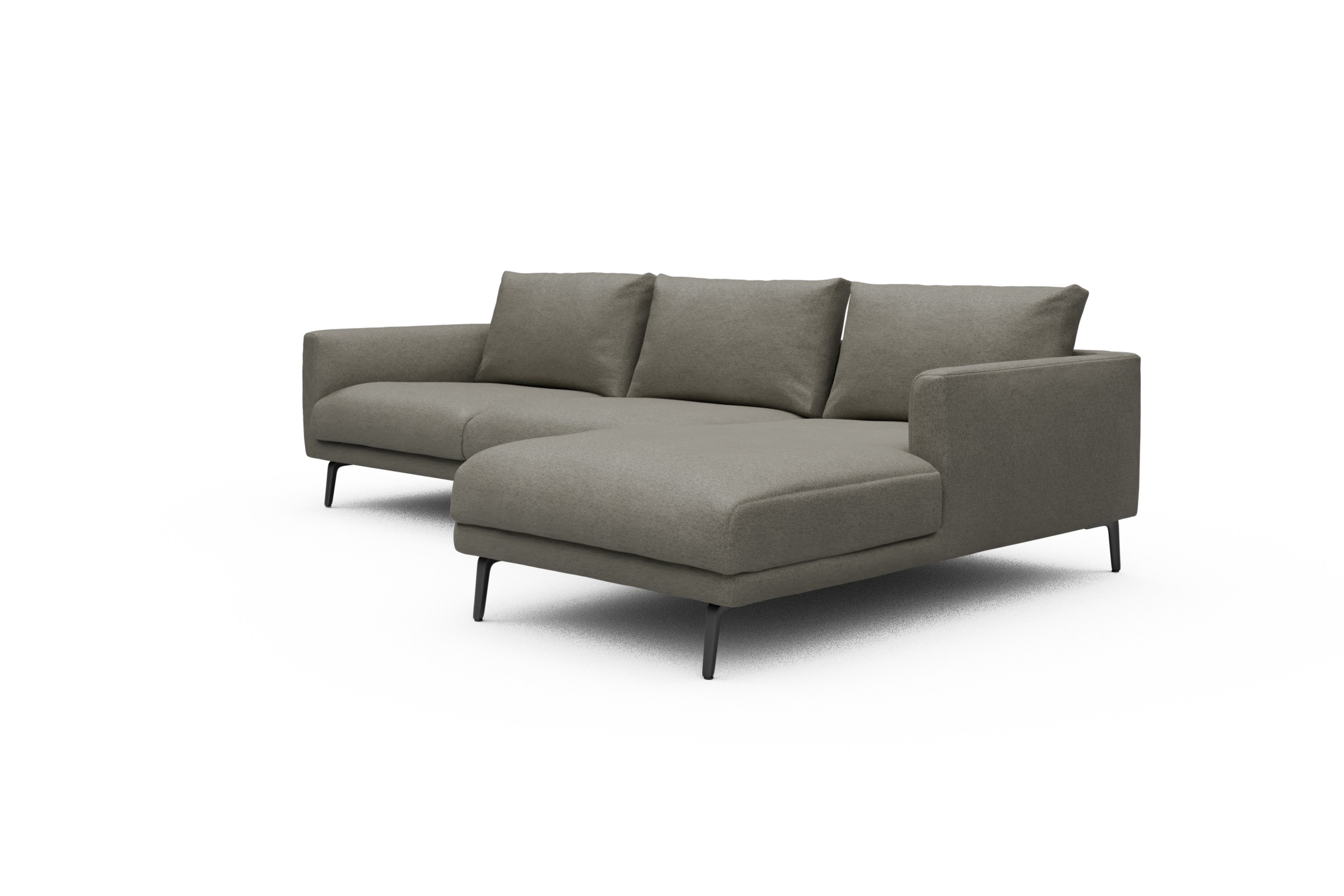 Ecksofa Karl Chaiselongue rechts mit 2,5-Sitzer Denari-Warm-Grey