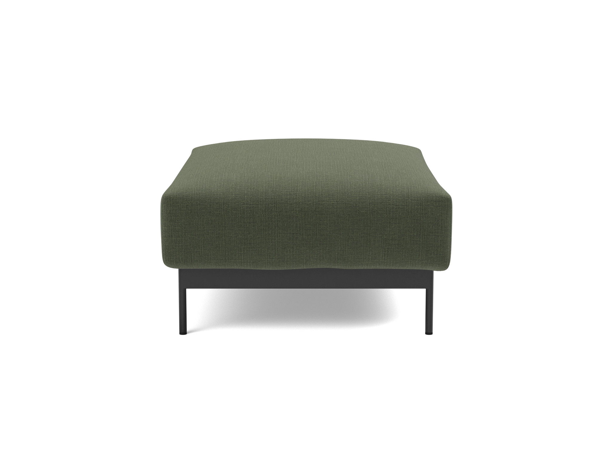 Hocker Malloy Chenille Esina 413-Olive-Green Beine Schwarzes Metall