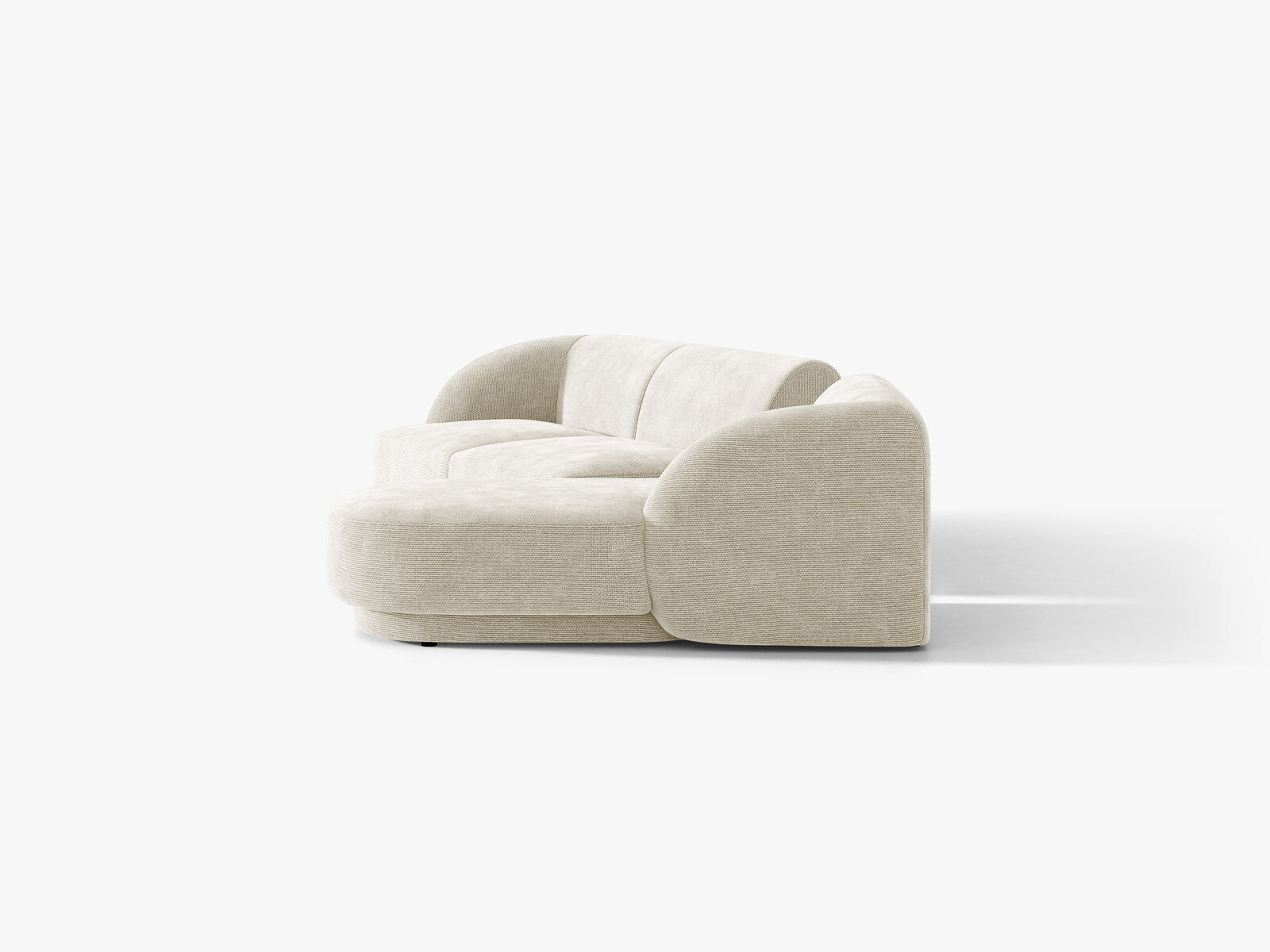 Micadoni Modulares Sofa Miley mit Recamiere 3-Sitzer Rechts Chenille Eden Helles Beige