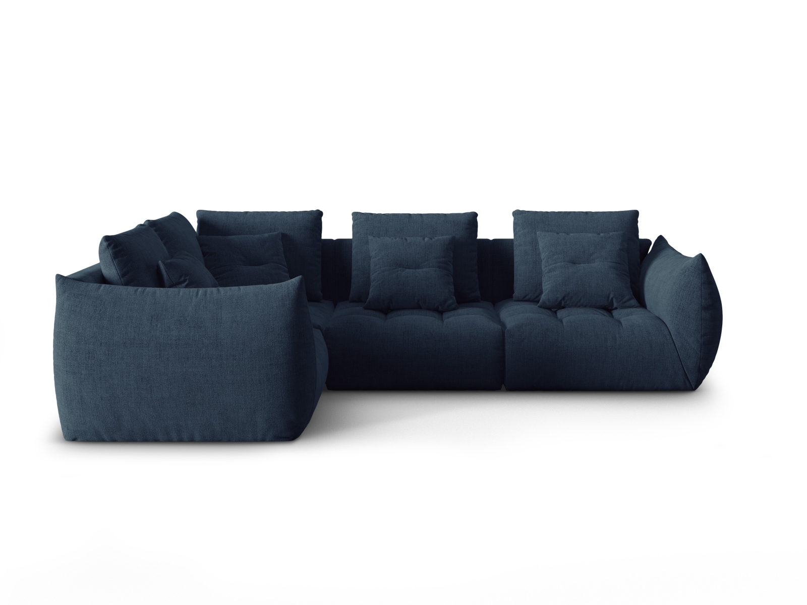 Micadoni Ecksofa Bloom 4-Sitzer Links Strukturierter Stoff Dunkelblau