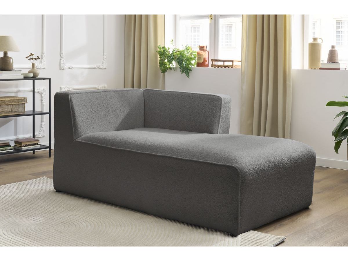 Bobochic Megeve Méridienne-Modul Bouclé-Stoff Dunkelgrau Ecke rechts