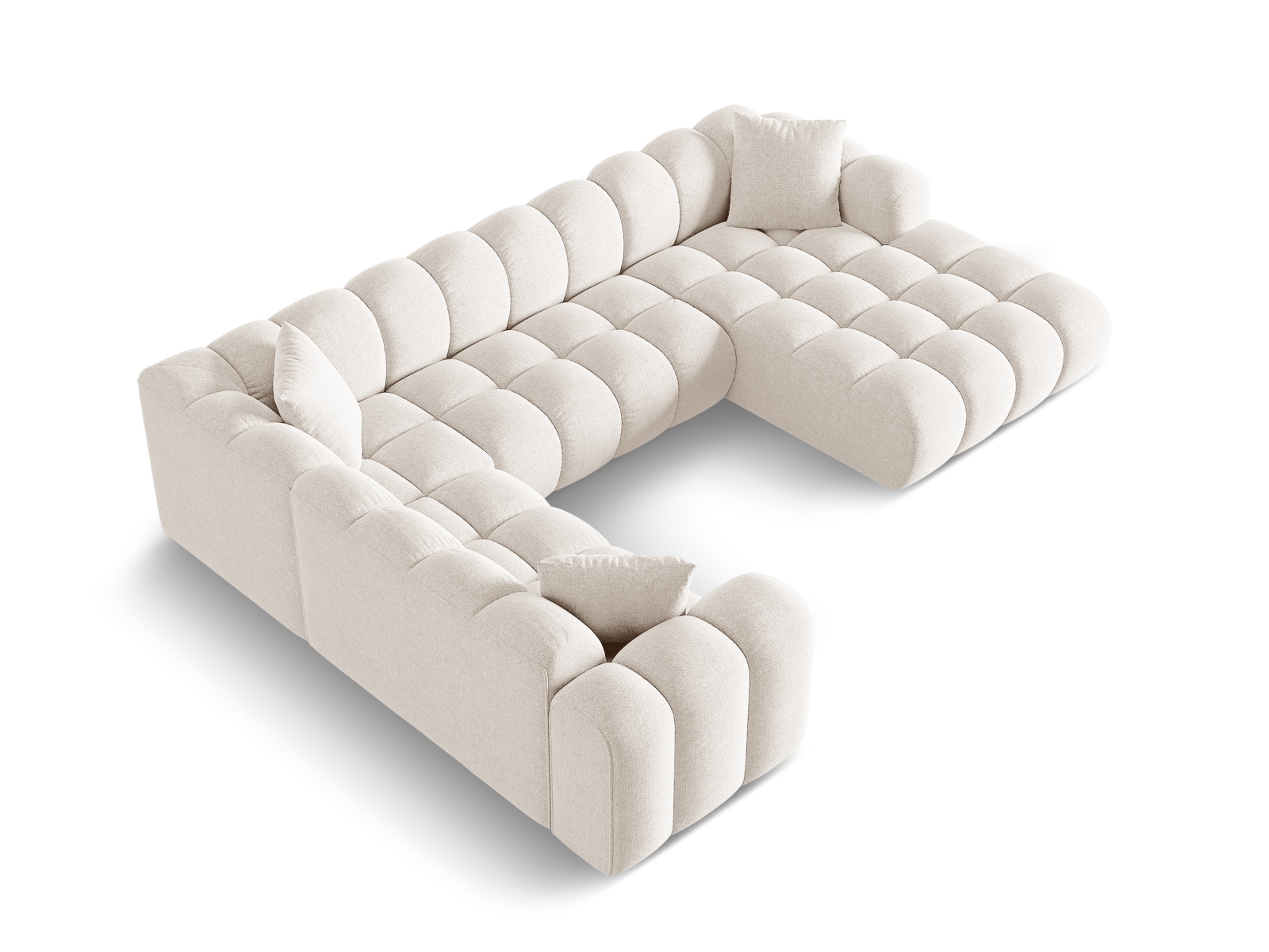 Cosmopolitan Design Panoramasofa Treno 4-Sitzer Chenille Eden Helles Beige Links