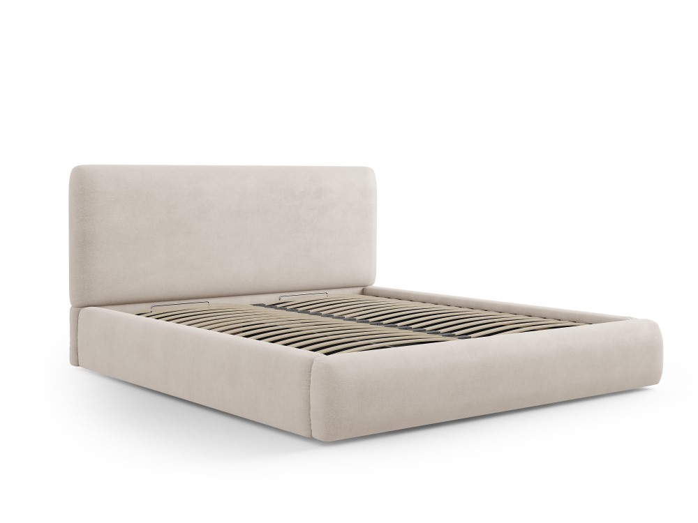 Cosmopolitan Design Stauraumbett mit Kopfteil Colonel 180x200 Chenille Rebel Beige