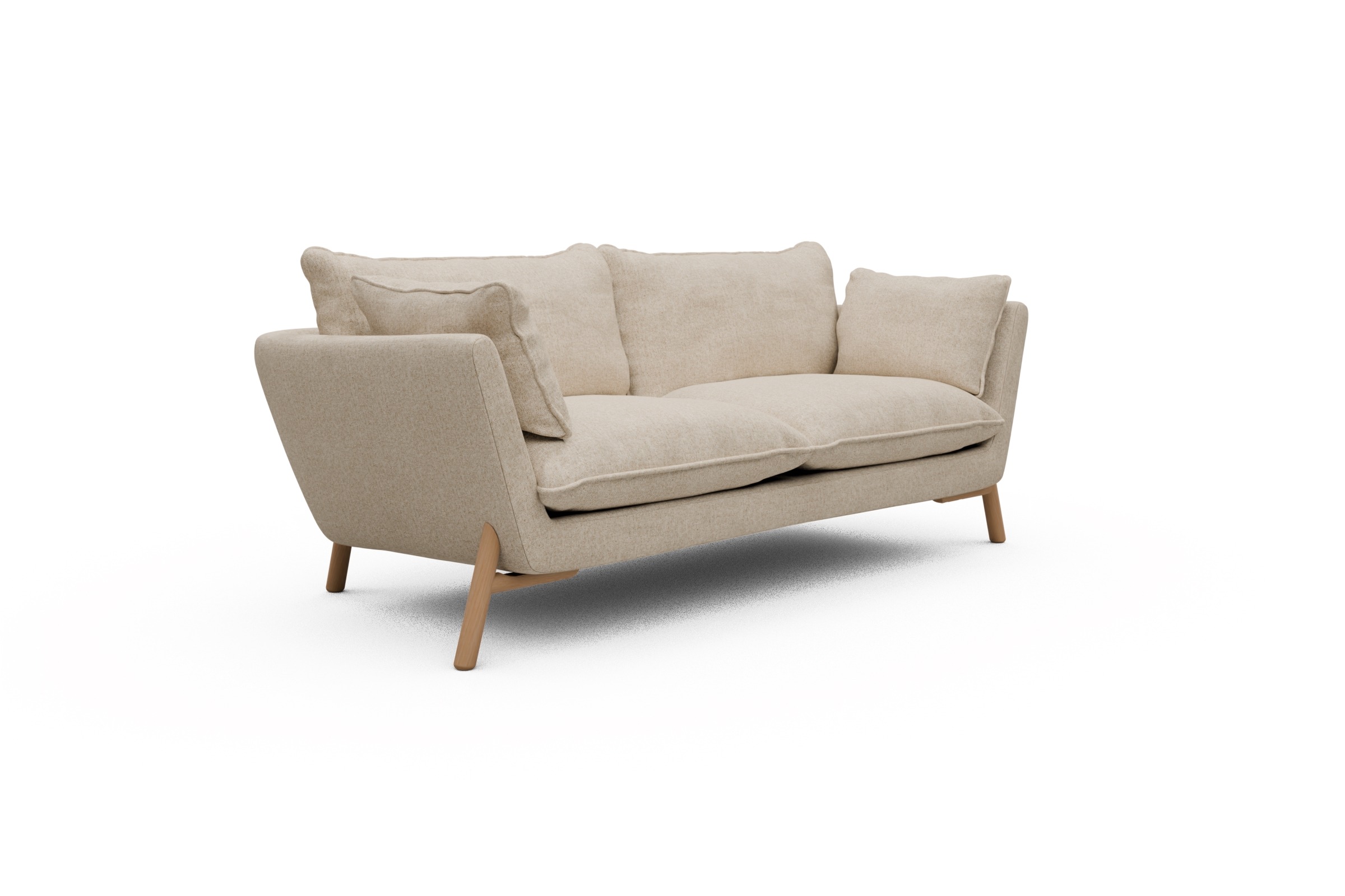 Sofa Emil PREMIUM 2-Sitzer Beinfarbe Eiche Natur Casone-Natural-Beige