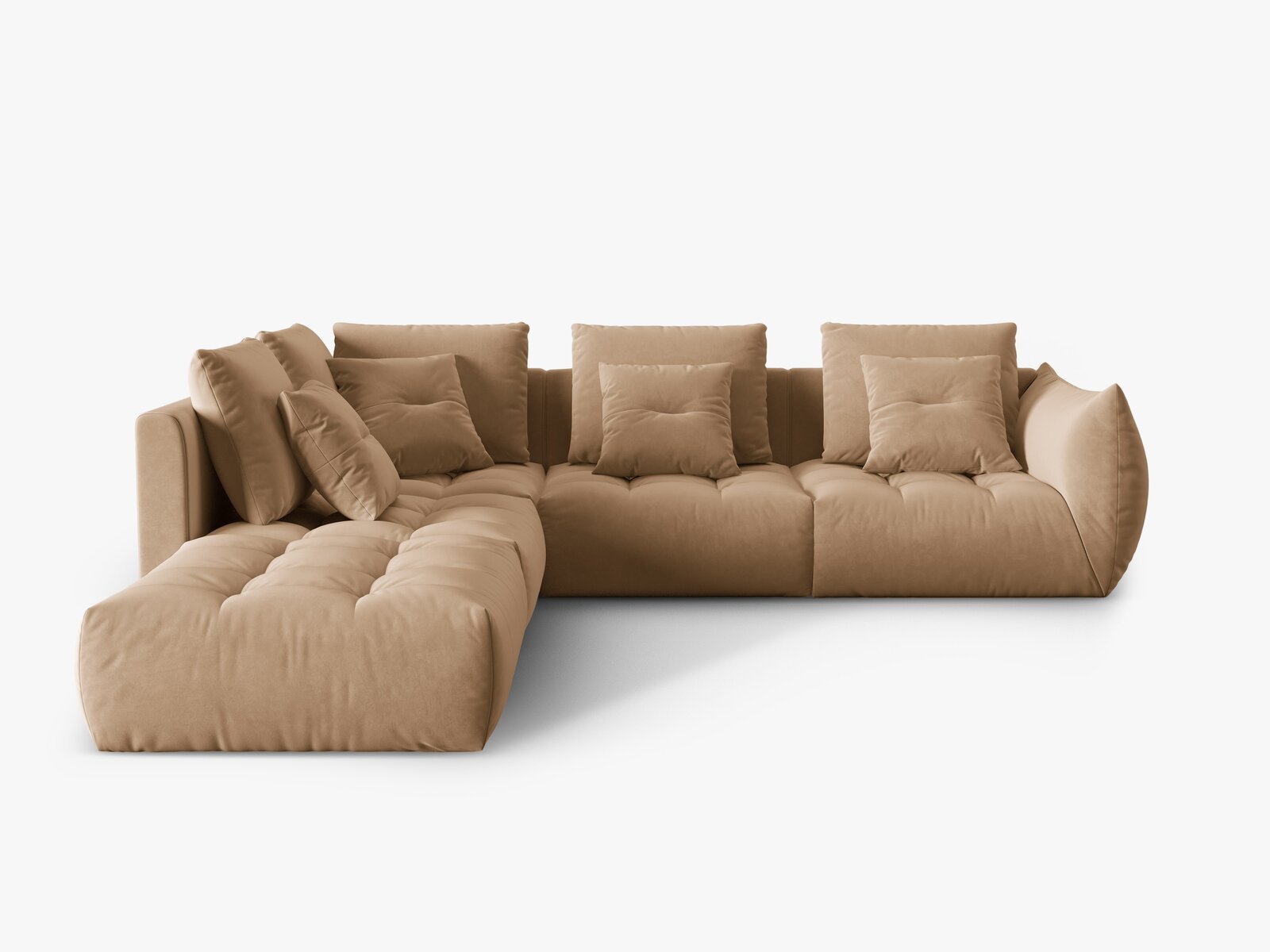 Micadoni Ecksofa Bloom 5-Sitzer Links Samt Sand