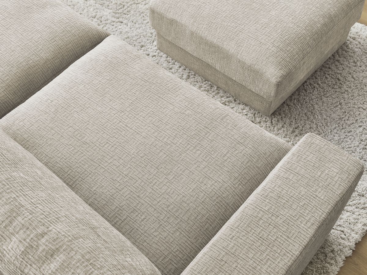 Bobochic Leonard Sofa 4-Sitzer mit Pouf 234 × 109 cm Strukturstoff Beige