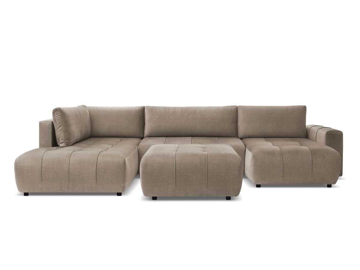Bobochic Arsene Wohnlandschaft mit Pouf Samt Taupe Ecke rechts