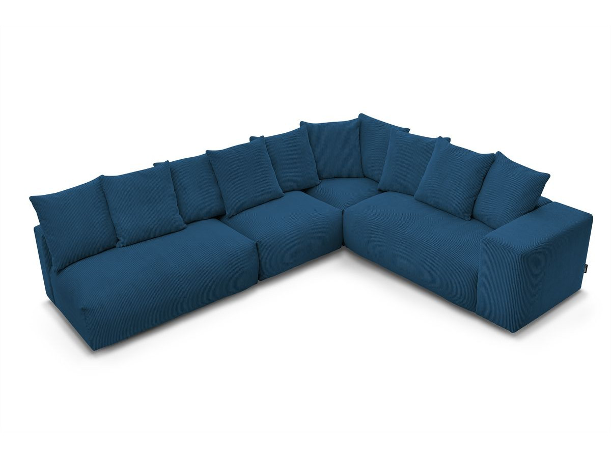 Bobochic Voltaire Ecksofa 322 × 268 cm Cordsamt Dunkelblau Ecke rechts