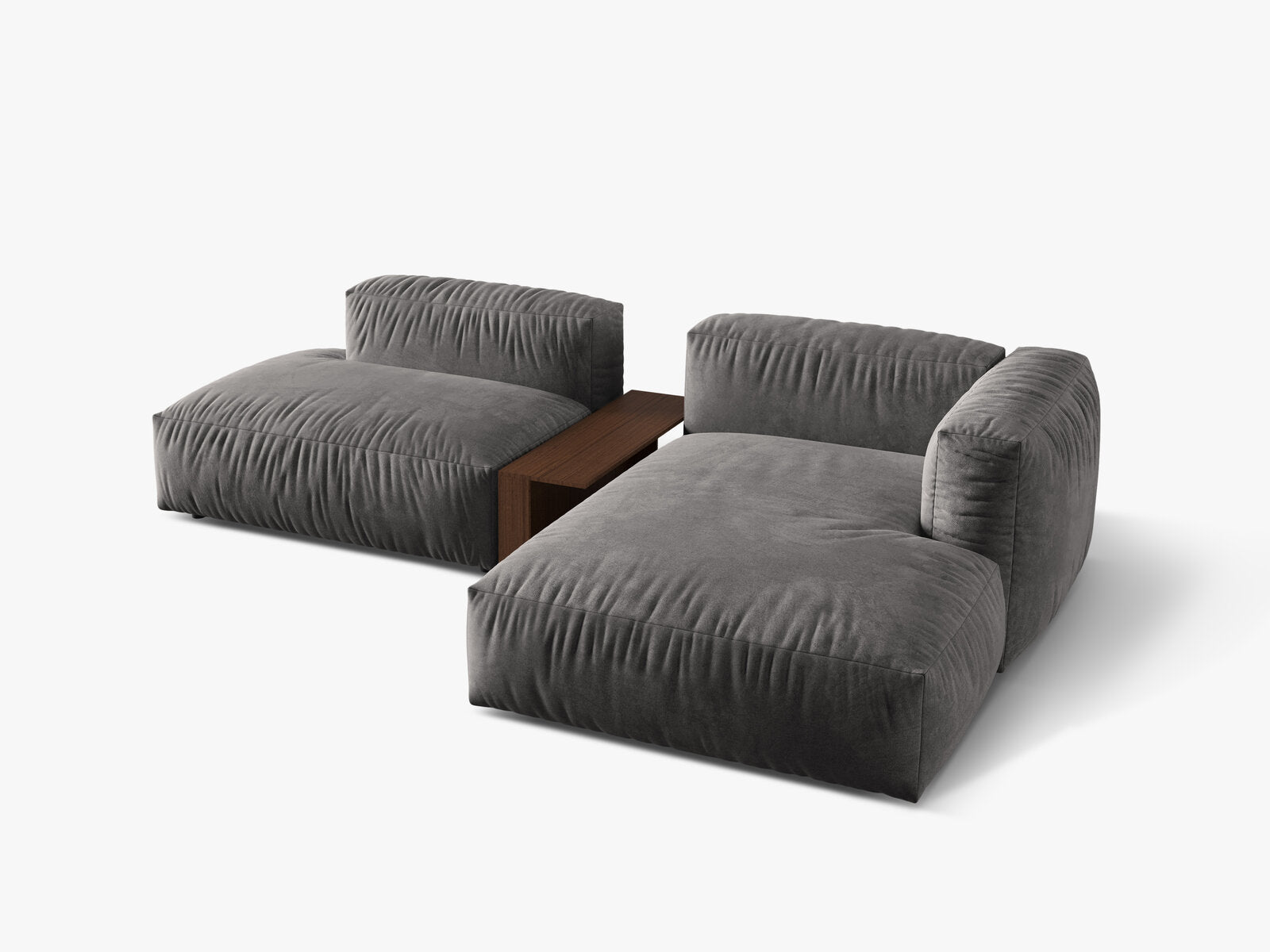 Micadoni Ecksofa Martina 2-Sitzer mit Couchtisch Rechts Samt Grau