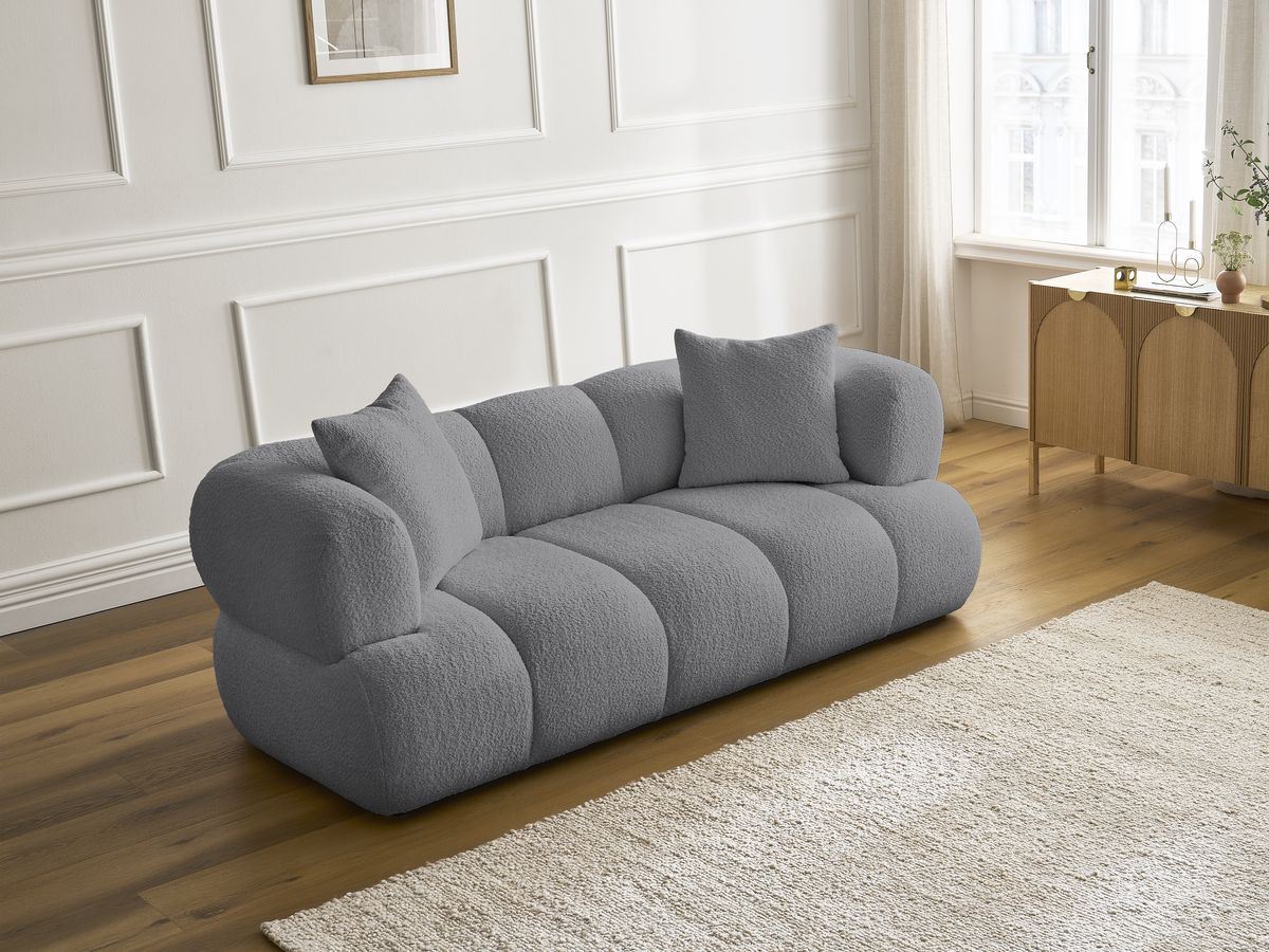 Bobochic Pamira Sofa 2-Sitzer Bouclé-Stoff Dunkelgrau