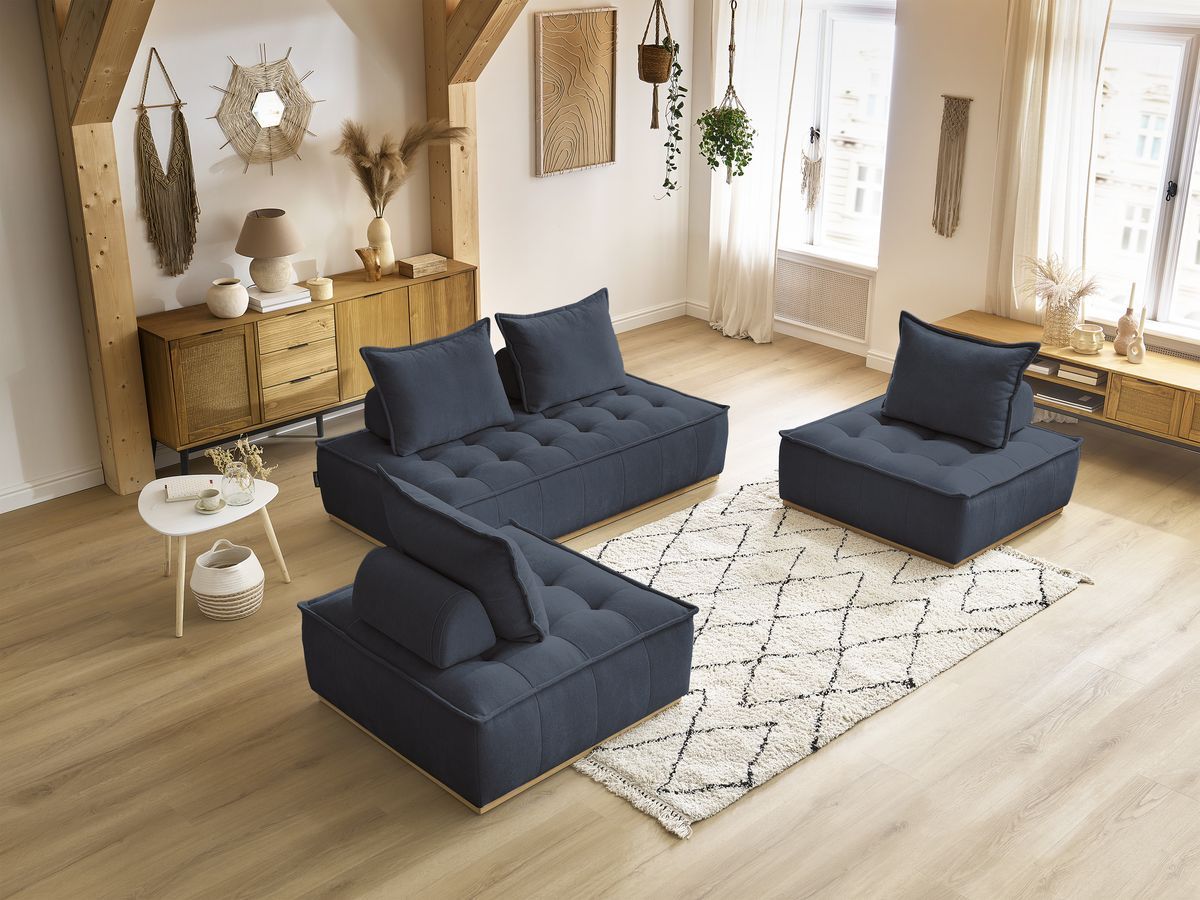 Bobochic Elisa Ecksofa Strukturstoff Dunkelblau