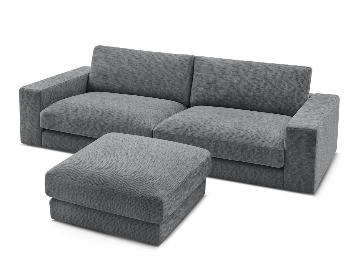 Bobochic Leonard Sofa 4-Sitzer mit Pouf 274 × 109 cm Strukturstoff Dunkelgrau