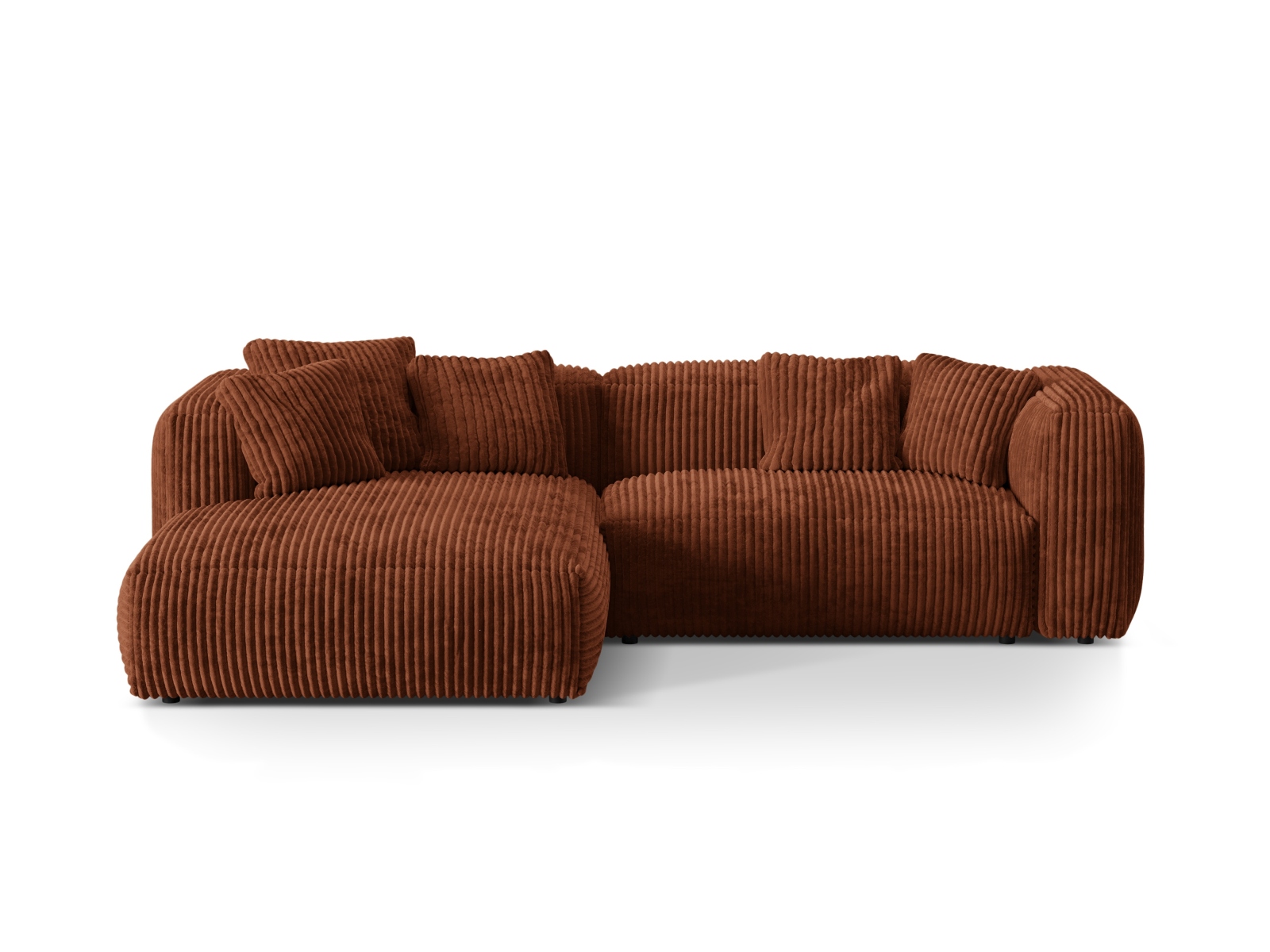 Micadoni Ecksofa Martina 2-Sitzer Links Kord Tilia Ziegel