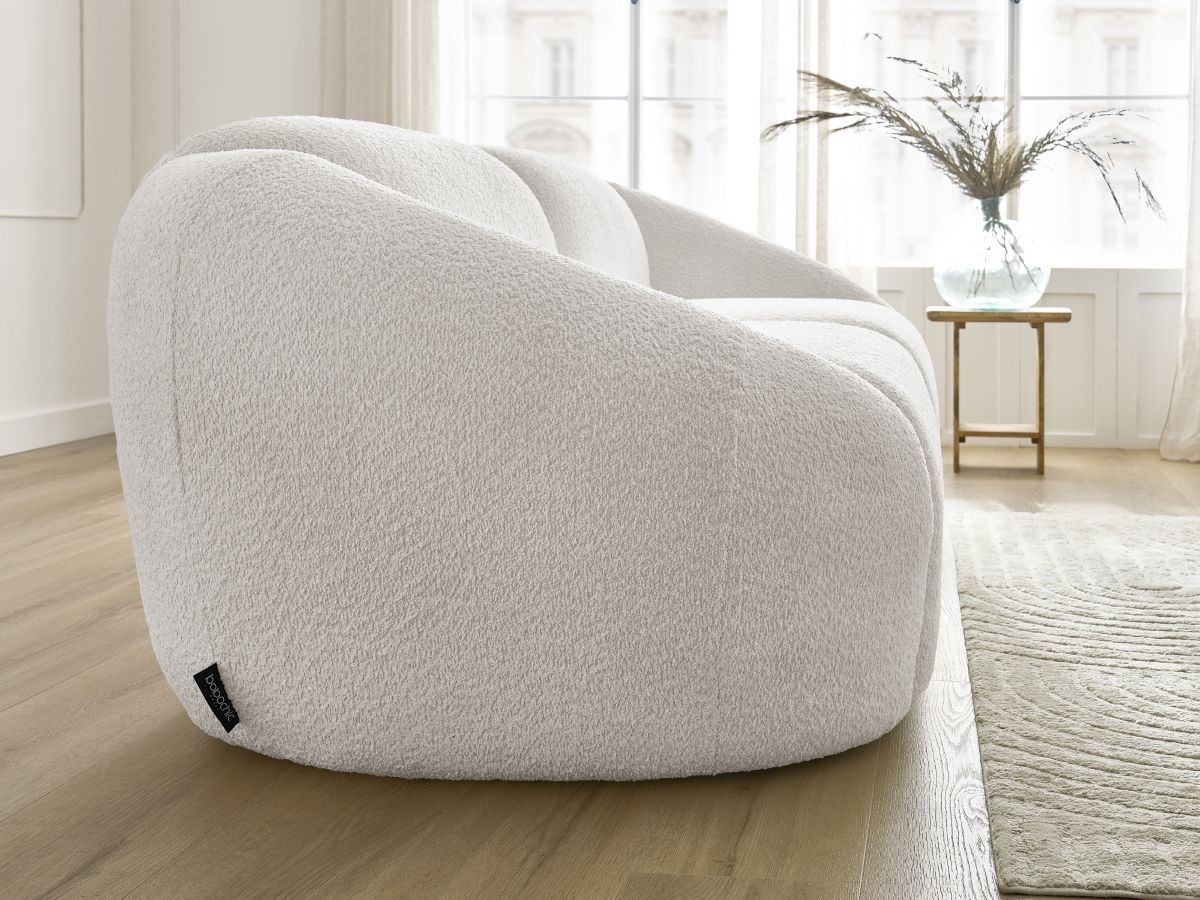 Bobochic Tina Sofa 3-Sitzer Bouclé-Stoff Weiß