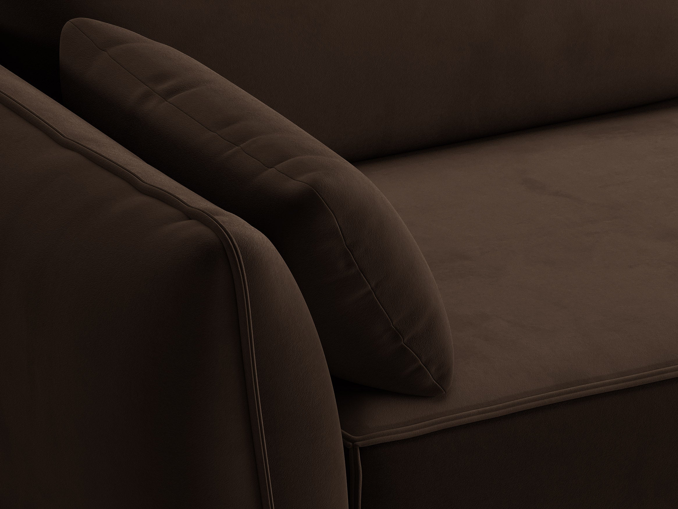 Micadoni Ecksofa Kaelle 5-Sitzer Samt Bluvel Dunkelbraun Rechts