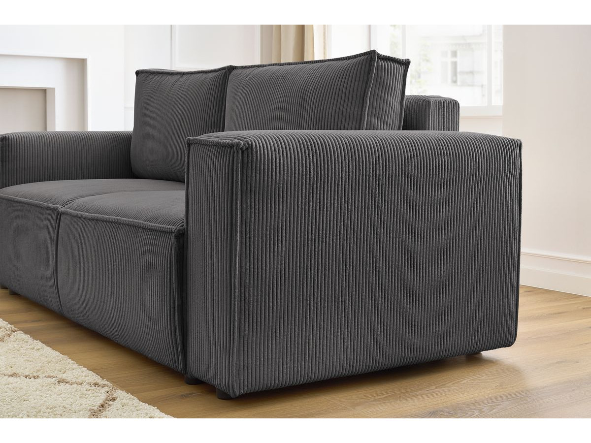 Bobochic Nihad Sofa 2-Sitzer Cordsamt Dunkelgrau