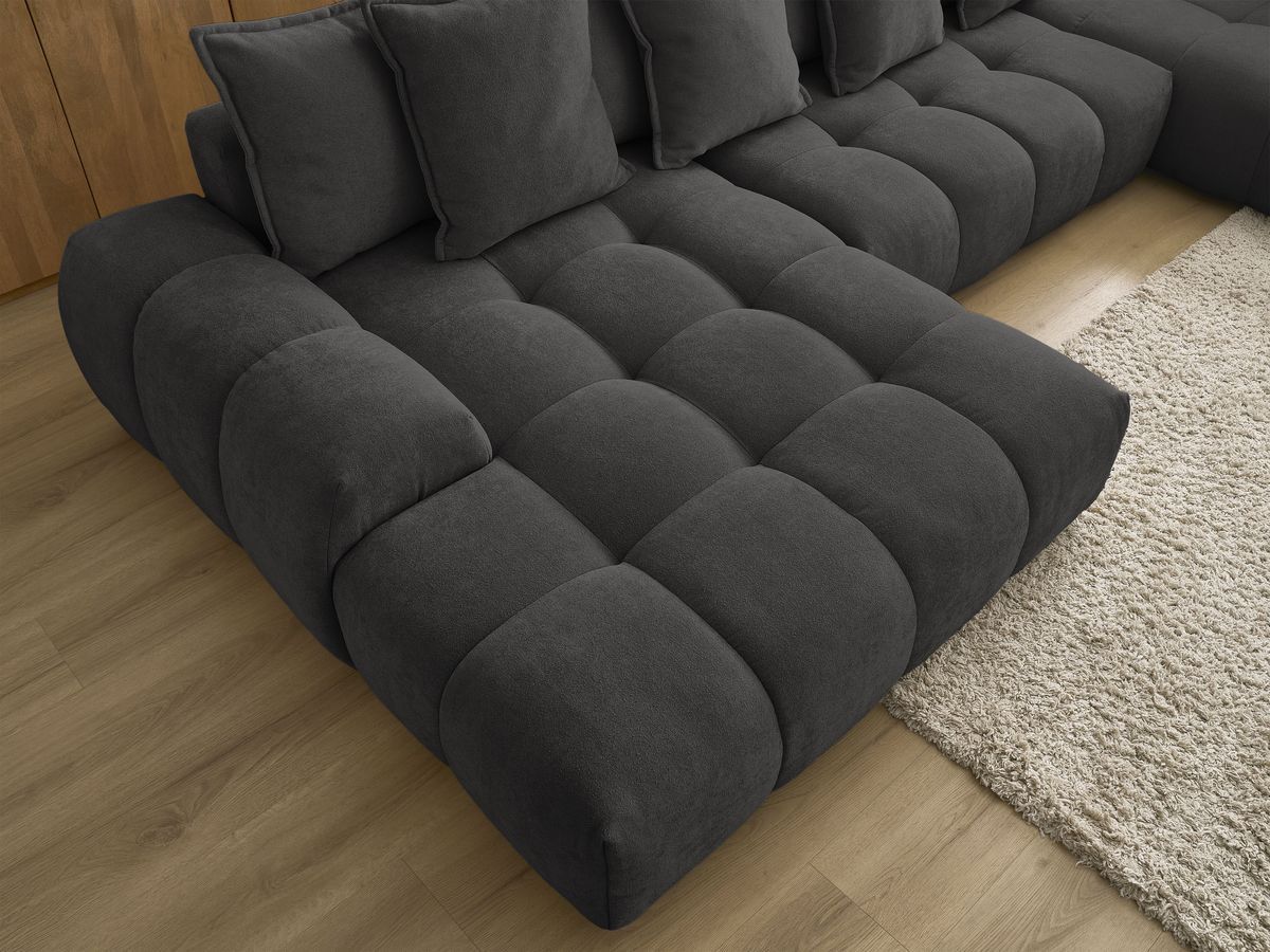 Bobochic Everest Wohnlandschaft, 14 Kissen Strukturstoff Schwarz Ecke links