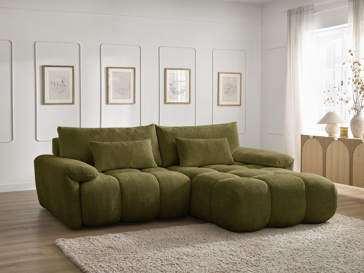 Bobochic Ivane Ecksofa Strukturstoff Grün Ecke rechts