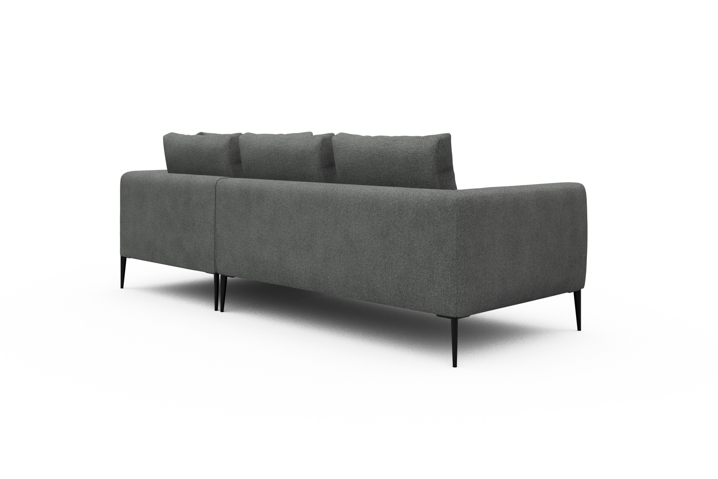 Ecksofa Paul Relax-Ecke rechts mit 2-Sitzer Boucle-Ash-Grey