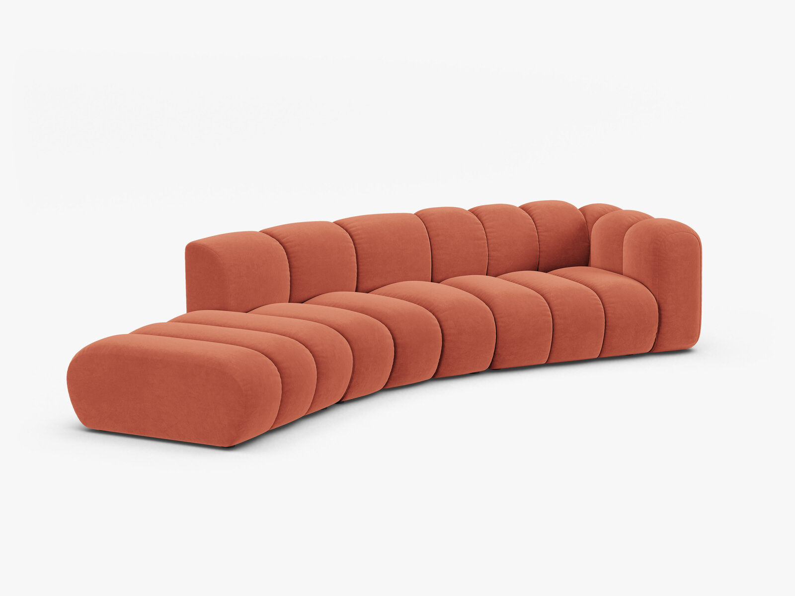 Micadoni Modulares Sofa Lupine 5-Sitzer Samt Venus Koralle Links