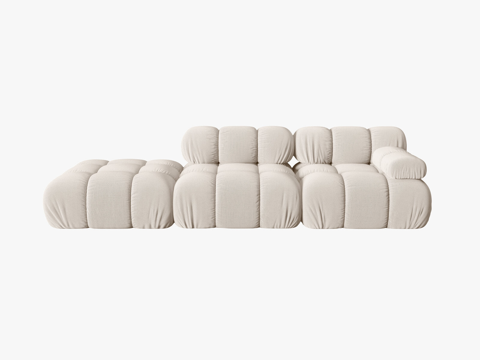Micadoni Modulares Sofa Bellis 4-Sitzer Links 3D-Stoff Sonic Helles Beige