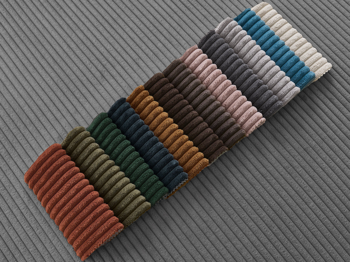 Bobochic Enore Ecksofa mit Pouf Cordsamt Dunkelgrau Ecke links