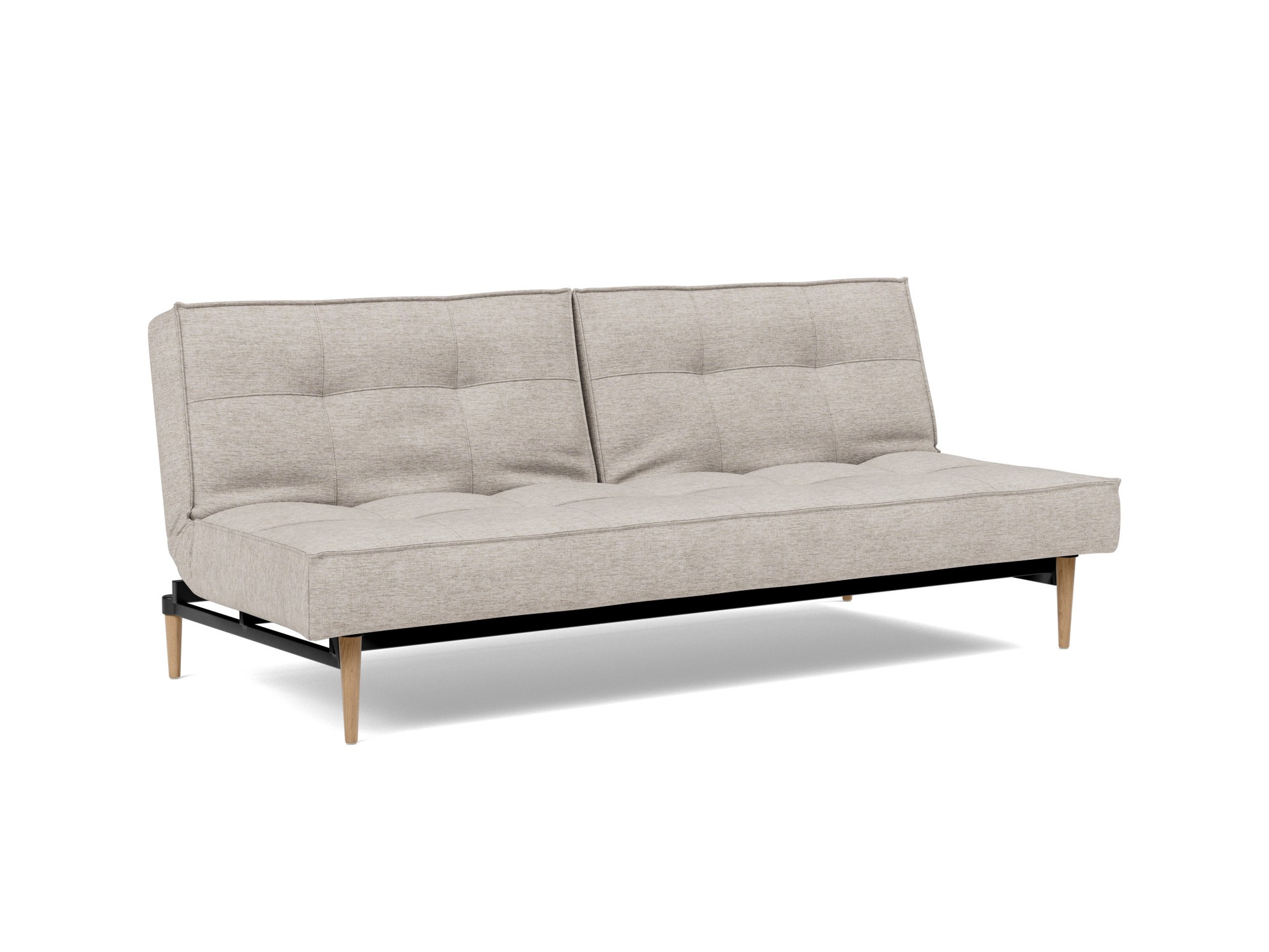 Schlafsofa Splitback Chenille Yuveno 471-Sand Beine Styletto Eiche hell