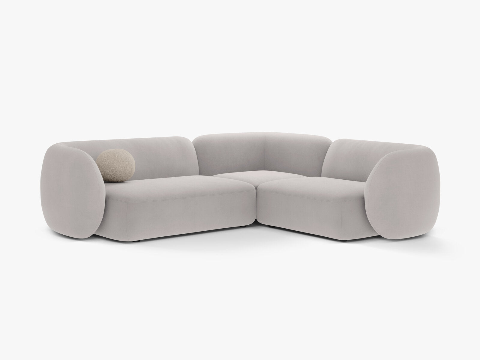 Micadoni Ecksofa Kate 4-Sitzer Rechts Samt Hellgrau