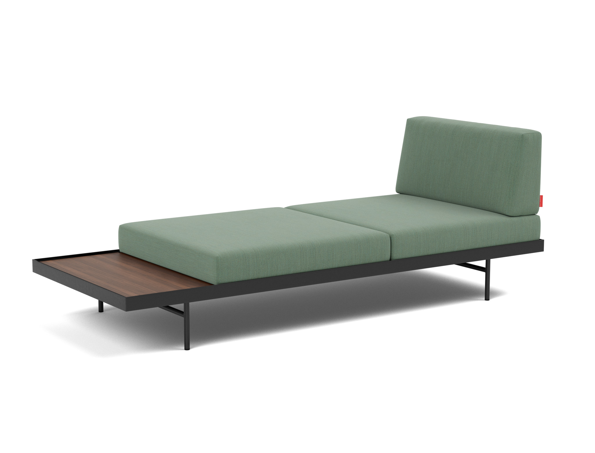 Tagesbett Puri Flachgewebe Elegance 518-Green Beine mit Nussbaumtisch