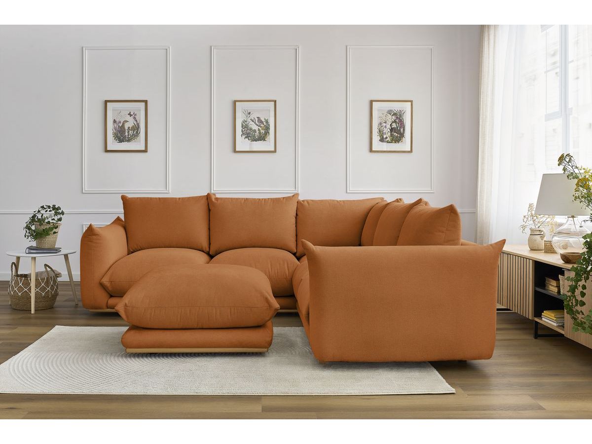 Bobochic Ernest Ecksofa mit Pouf Stoff Orange