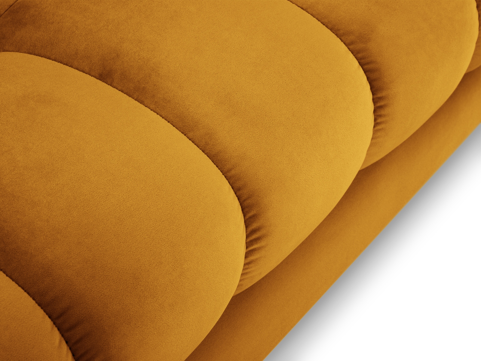 Cosmopolitan Design Panoramasofa Bali 7-Sitzer 383 cm Samt Bluvel Gelb Beine Schwarzes Metall
