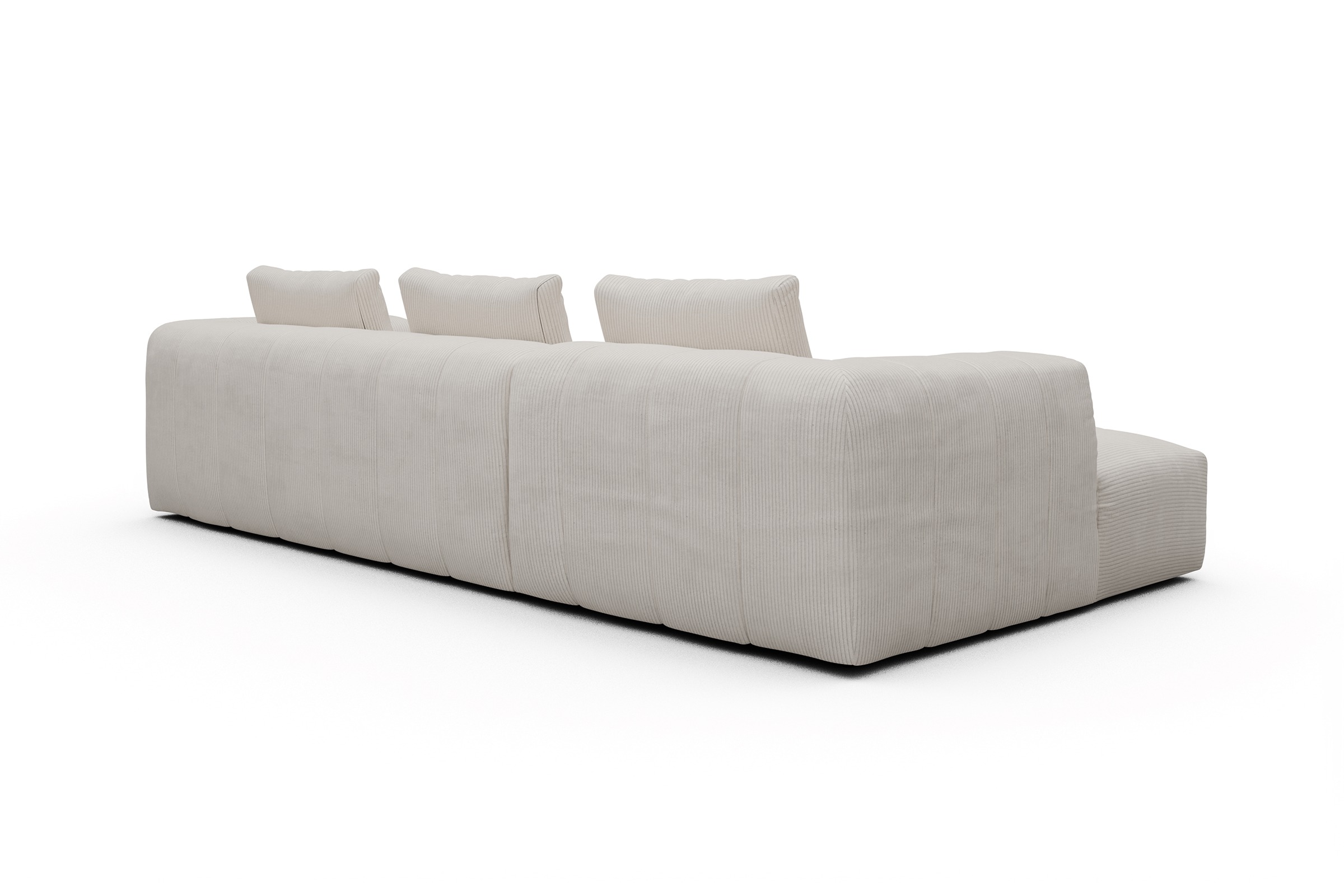 Ecksofa Hugo 2,5-Sitzer Armlehne rechts mit Chaiselongue Corduroy-Ivory