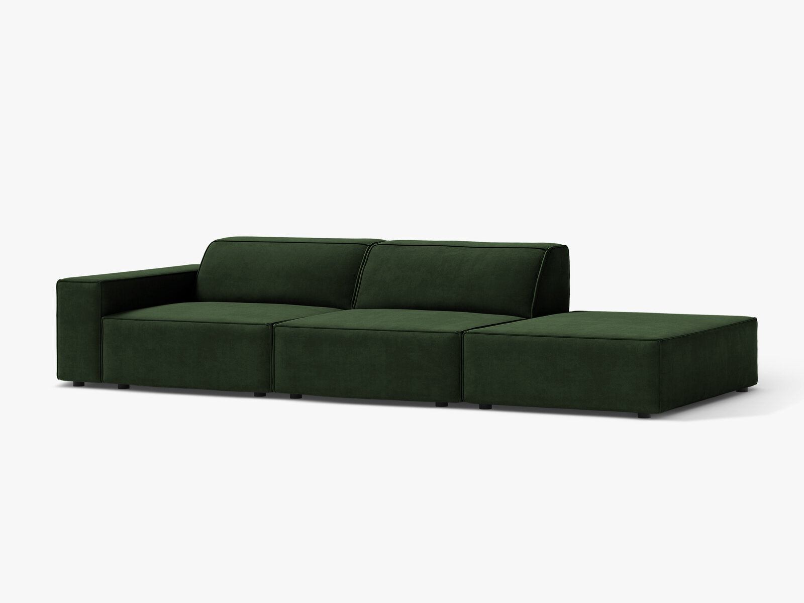 Micadoni Sofa Jodie 3-Sitzer Rechts Samt Venus Flaschengrün