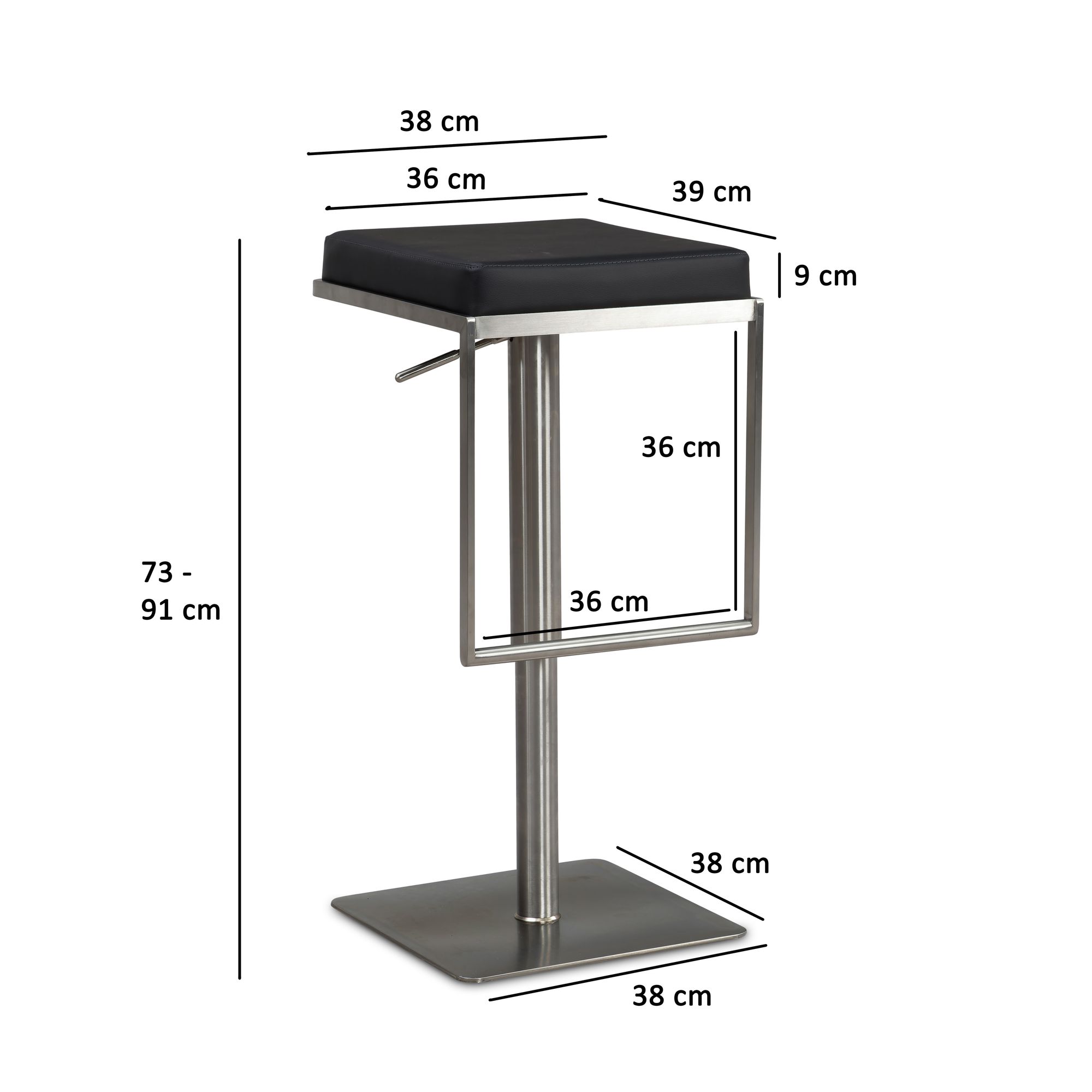 Barhocker Grotli Metall Schwarz 38 × 39 × 91 cm