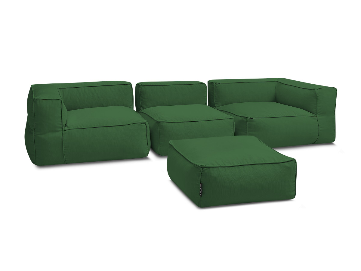 Bobochic Giulia Gartensofa 4-Sitzer mit Pouf, 2 Eckmodule Stoff Grün