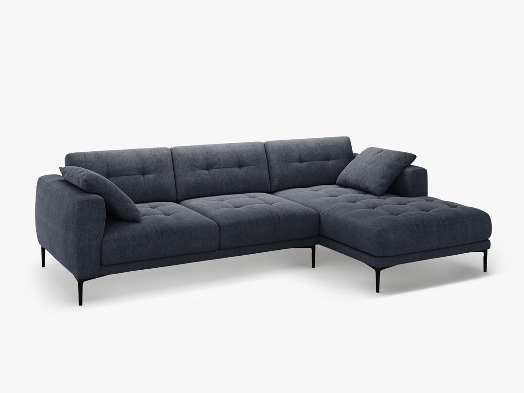 Micadoni Ecksofa Bemy 3-Sitzer Rechts Strukturierter Stoff Dunkelblau