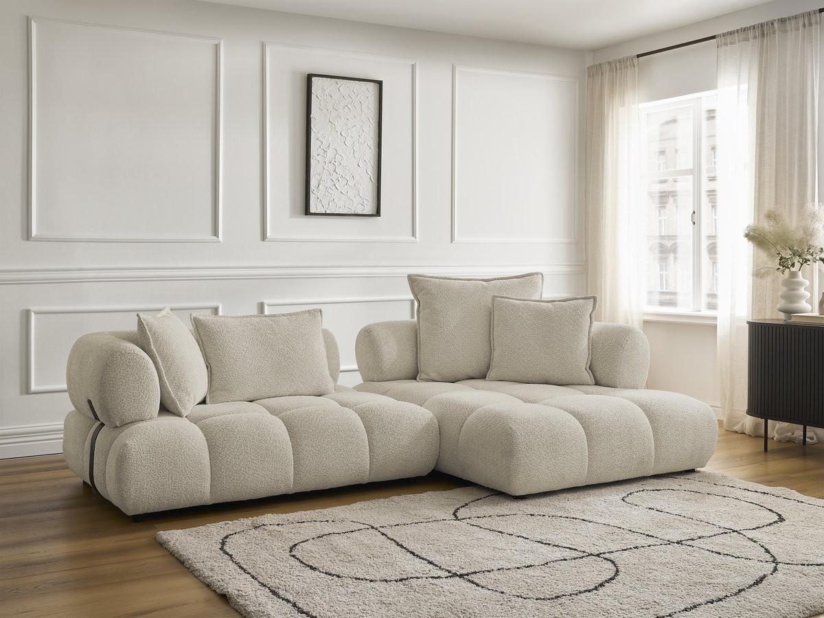 Bobochic Alya Ecksofa Bouclé-Stoff Beige Ecke rechts