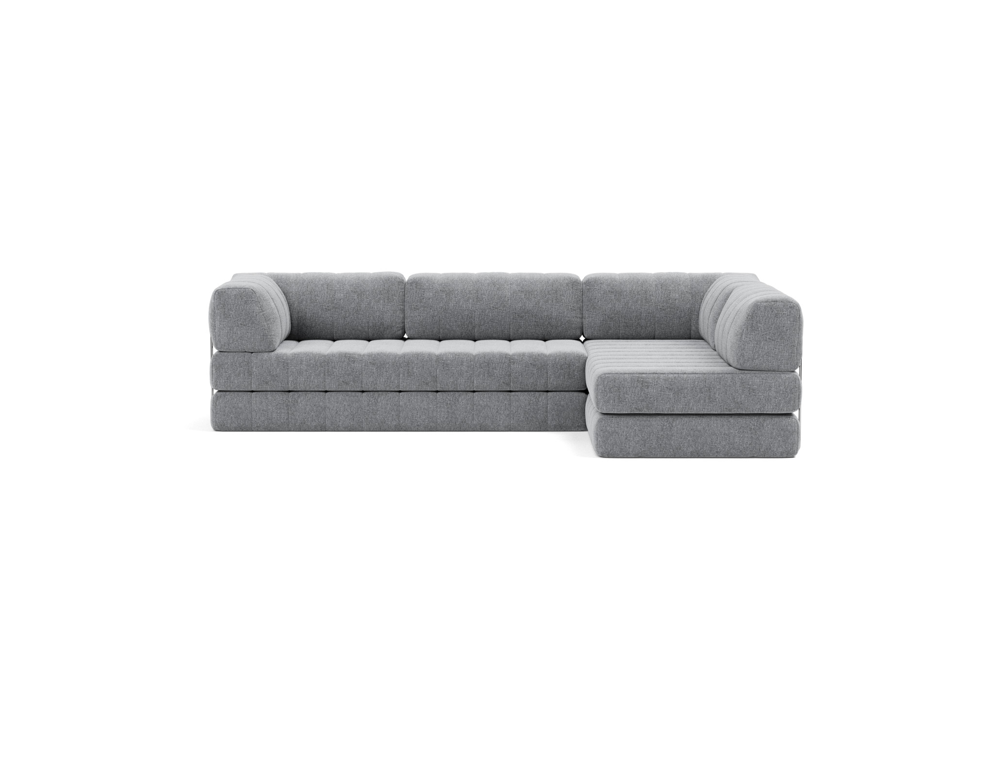 Eck-Schlafsofa CozyPad L-Form mit Armlehne Strukturierter Stoff Twist 565-Granite