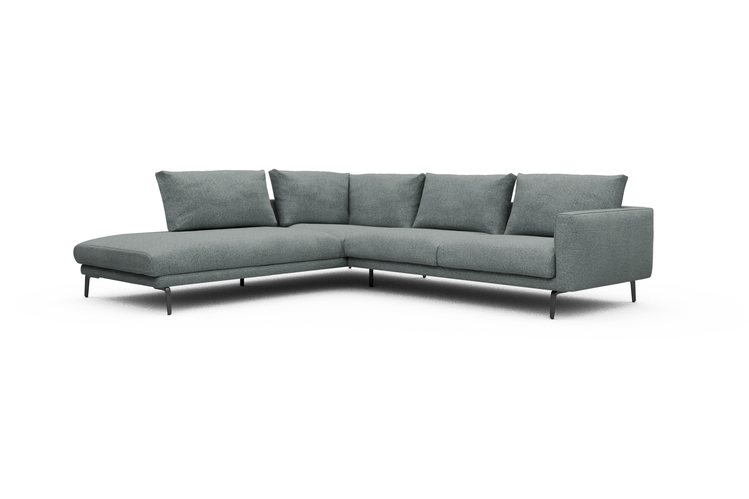 Ecksofa Karl Relax-Ecke links mit 2,5-Sitzer Casone-Light-Mixed-Green
