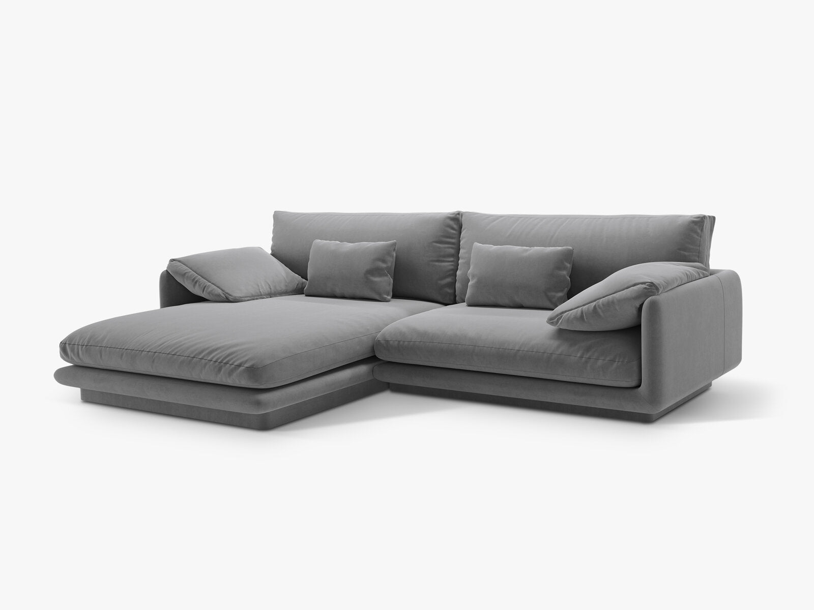 Micadoni Ecksofa Torino 4-Sitzer Links Samt Hellgrau