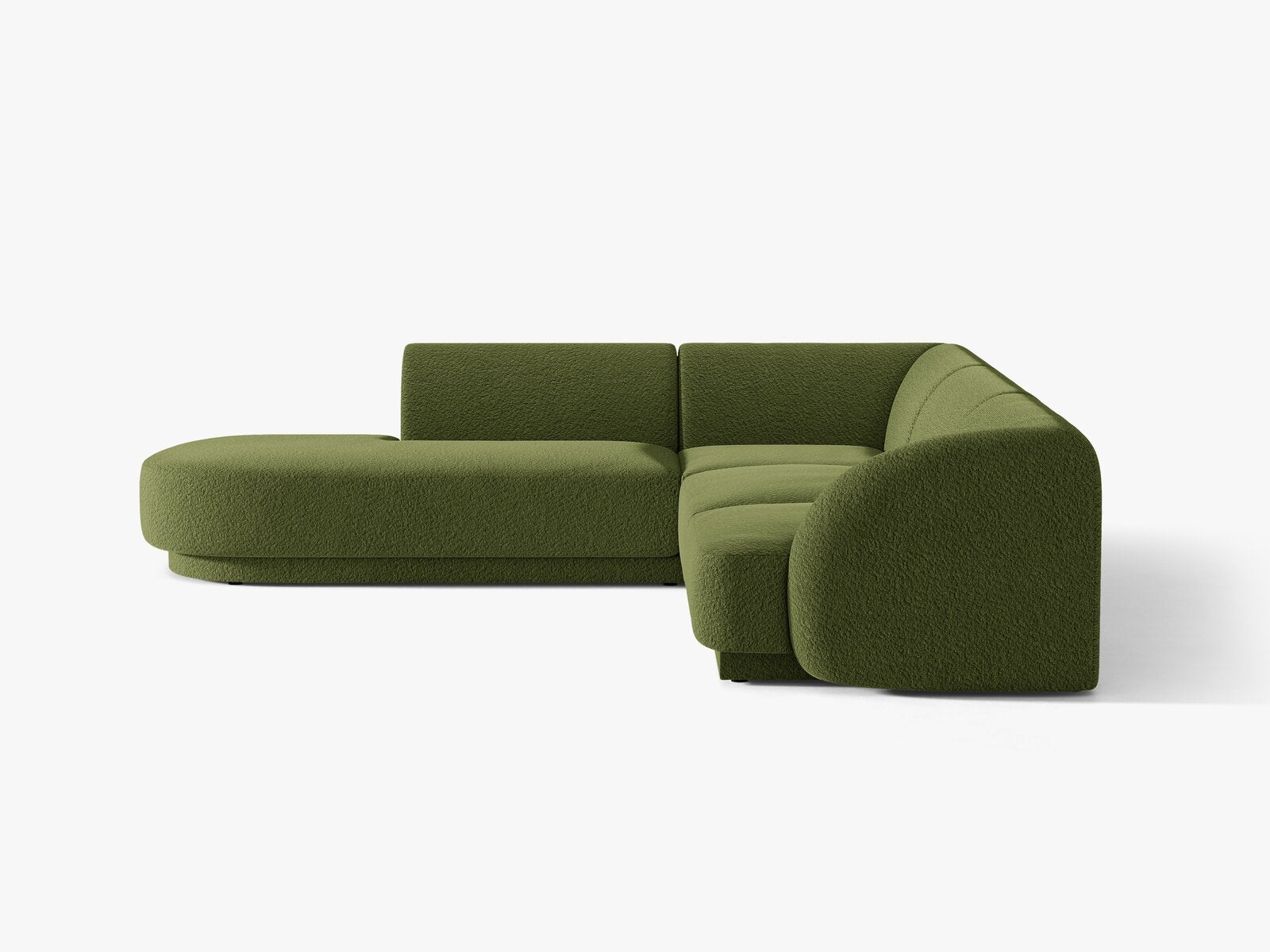 Micadoni Ecksofa Miley 6-Sitzer Links Boucle Baloo Dunkel-Olivgrün