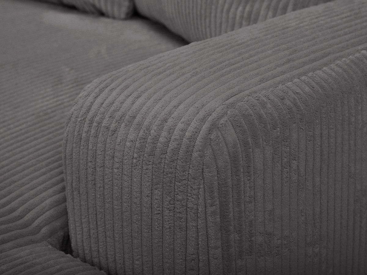 Bobochic Campi Ecksofa mit Schlaffunktion und Bettkasten Cordsamt Dunkelgrau Ecke links