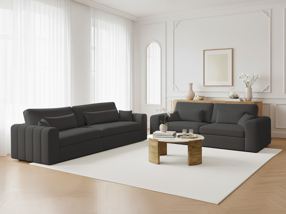 Bobochic Belmont Sofa 5-Sitzer Bouclé-Stoff Braun