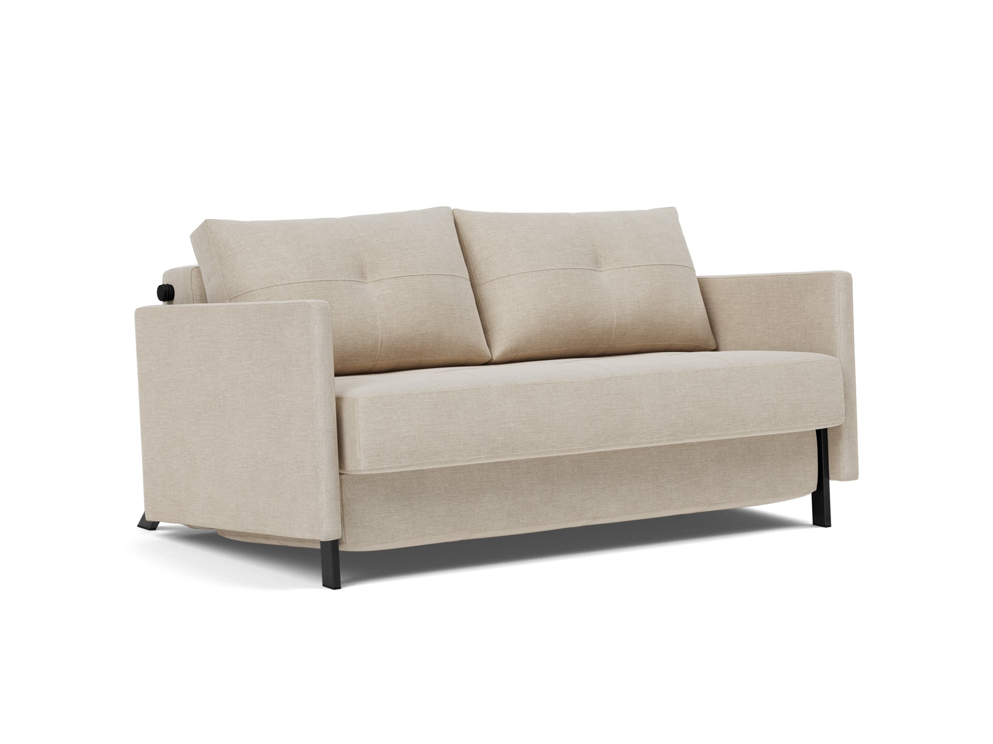 Schlafsofa Cubed mit Armlehnen 140 Flachgewebe Phobos 586-Latte