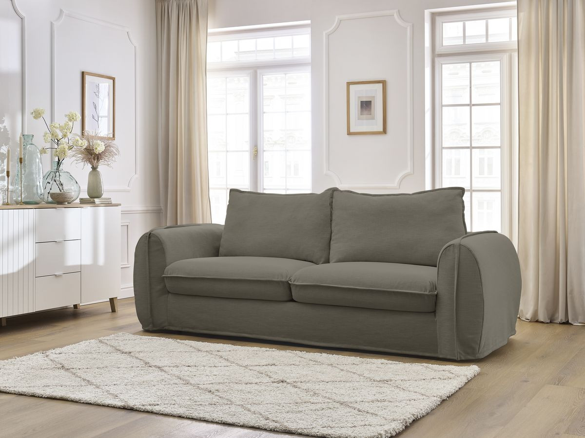 Bobochic Archimede Schlafsofa 3-Sitzer Stoff Taupe, Liegefläche 160 × 194 cm