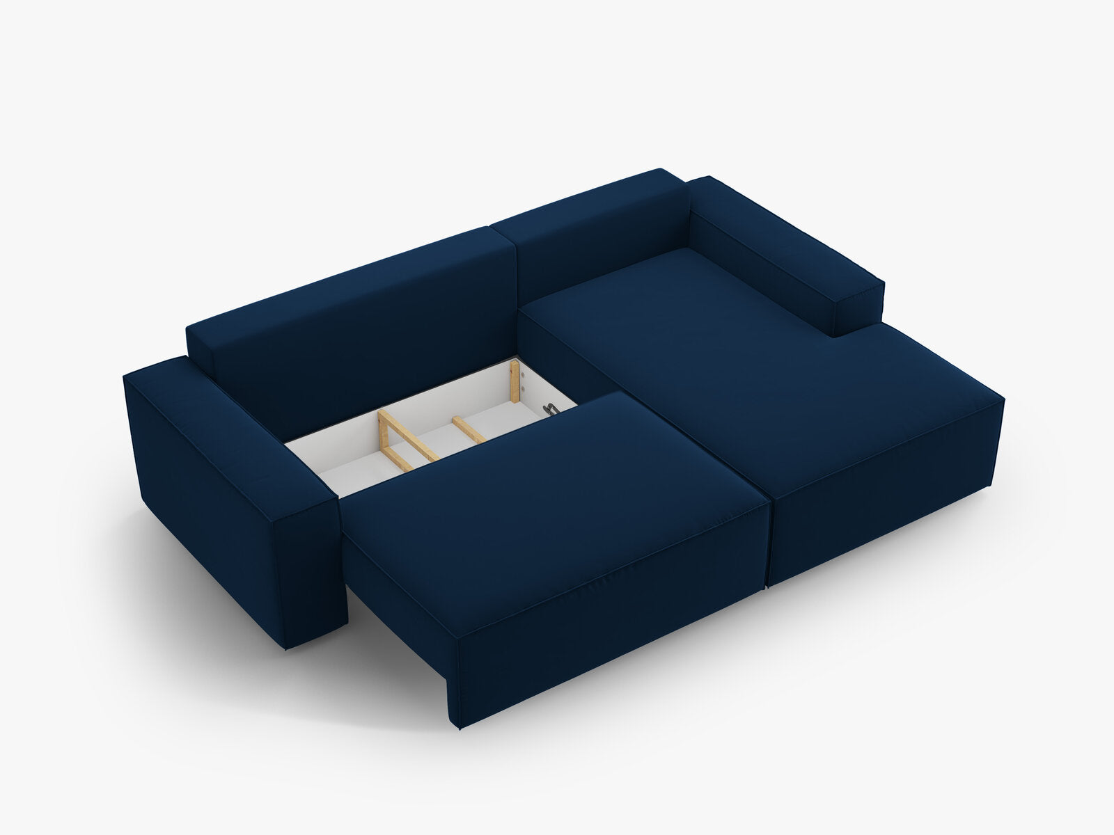 Micadoni Schlaf-Ecksofa Jodie 3-Sitzer Rechts Samt Königsblau