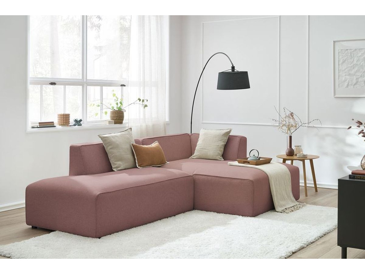 Bobochic Megeve Ecksofa Melange-Stoff Rosa Ecke rechts