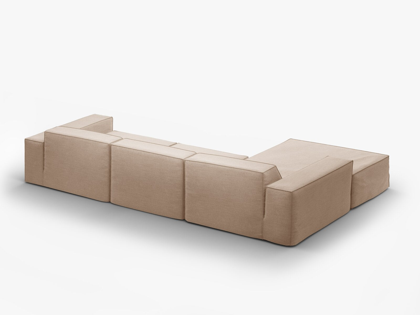 Micadoni Ecksofa Jodie 4-Sitzer Links Strukturierter Stoff Lins Sand